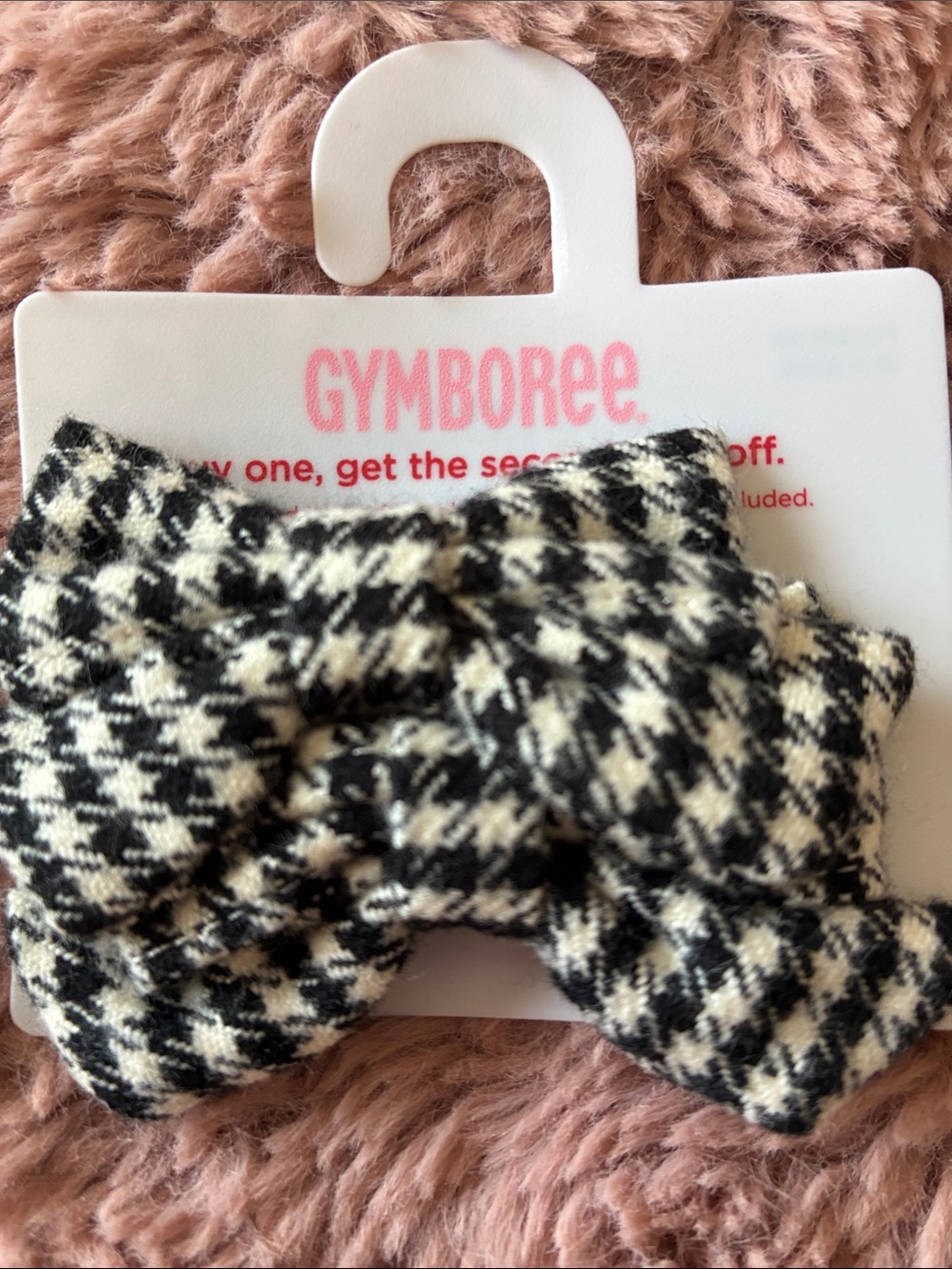 Gymboree Black and Cream Houndstooth Bow Hair Clip